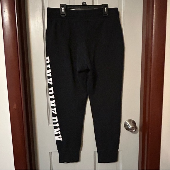 PINK Victoria's Secret Black Joggers with White Logo Size M - Picture 3 of 11